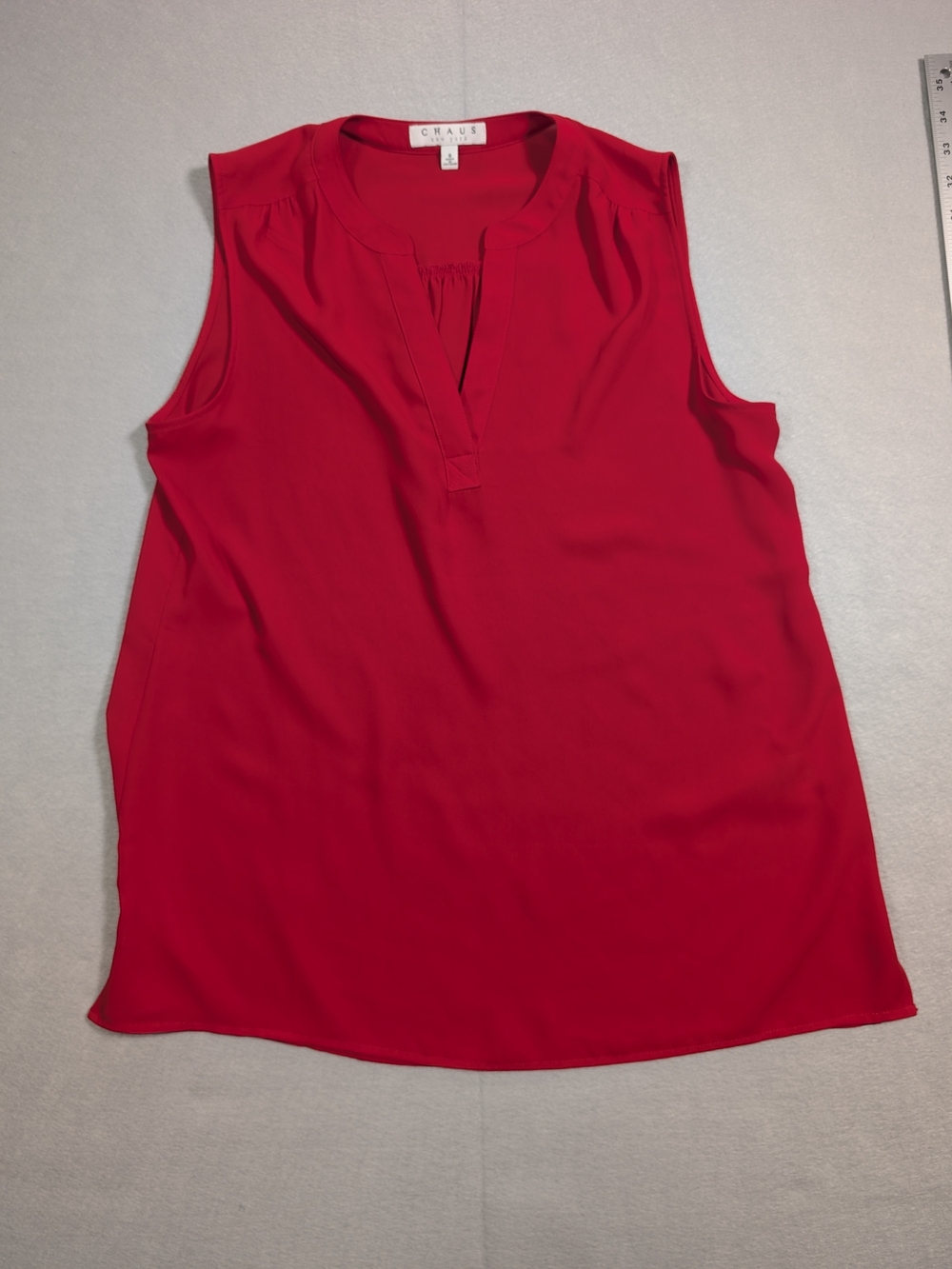 Josephine Chaus Sleeveless Split-Neck Shell in Bright Red